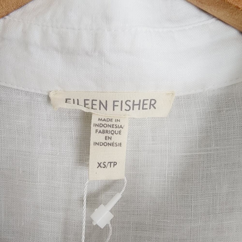 NWT Eileen Fisher White Organic Cotton Poplin Classic Collar Button Down - XS - Picture 9 of 13